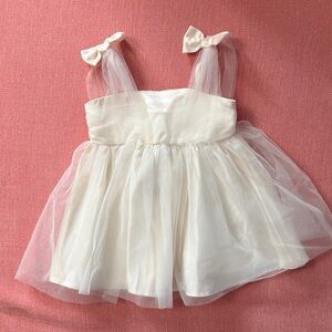 SHEIN Cream Tulle Dress with Satin Finish